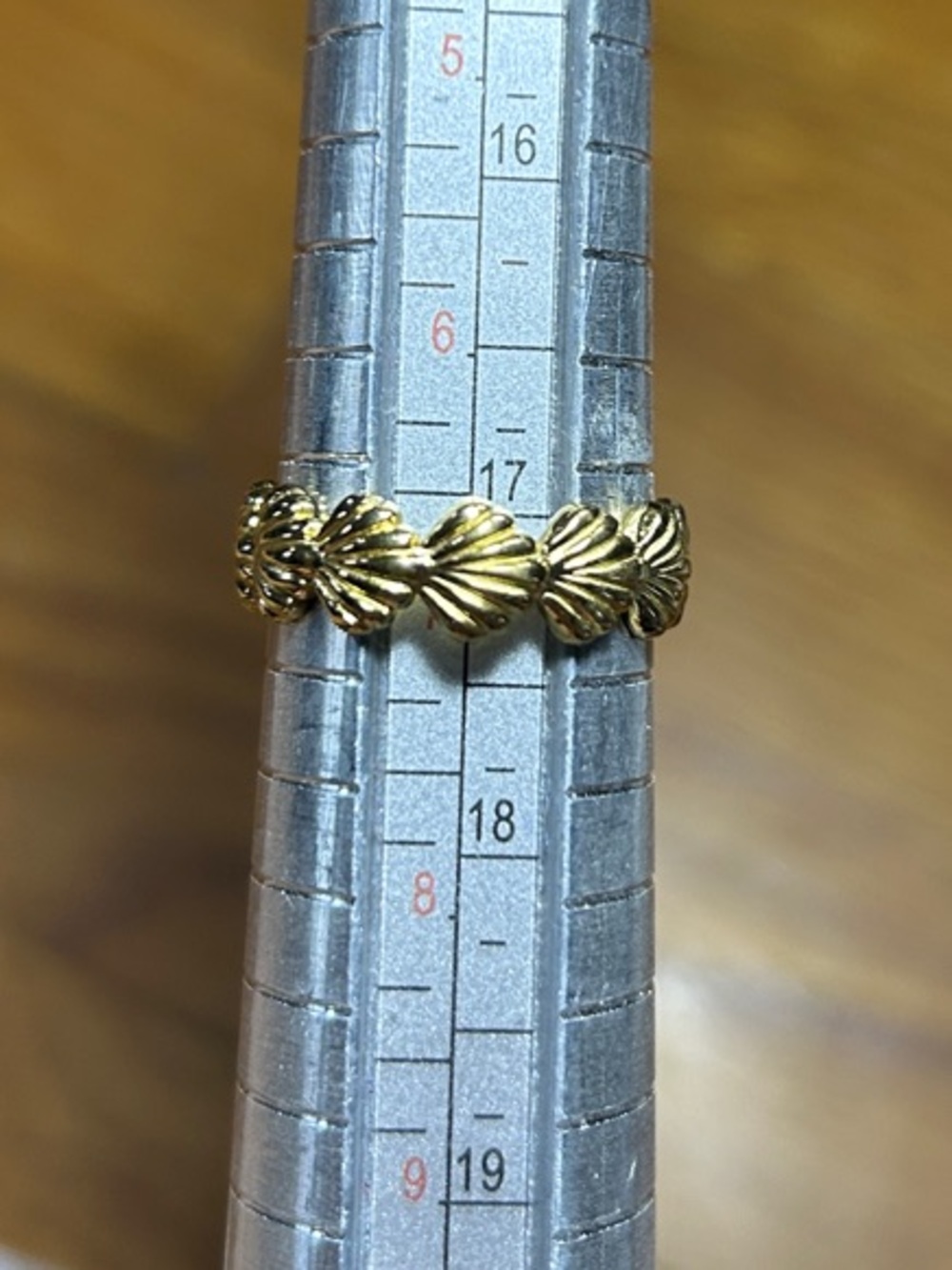 3/$25 Gold Seashell Pattern Stackable Ring - Picture 7 of 8